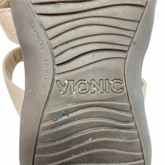 Vionic Misa Slides Sandals Shoes Comfort Gold 8 - Picture 8 of 9